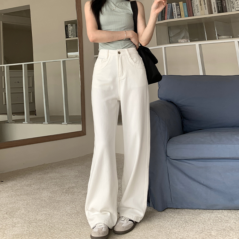 MYFC白色阔腿牛仔裤女2024春季