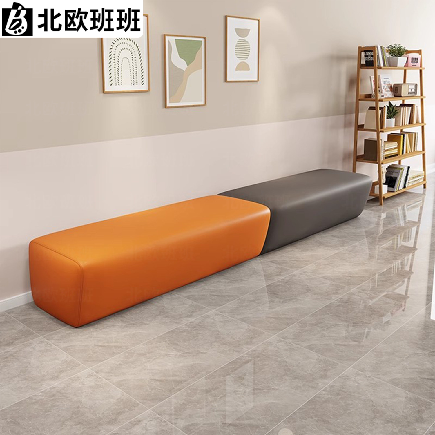 简约长条等候区沙发 培训机构休息区沙发 理发店等候沙发组合