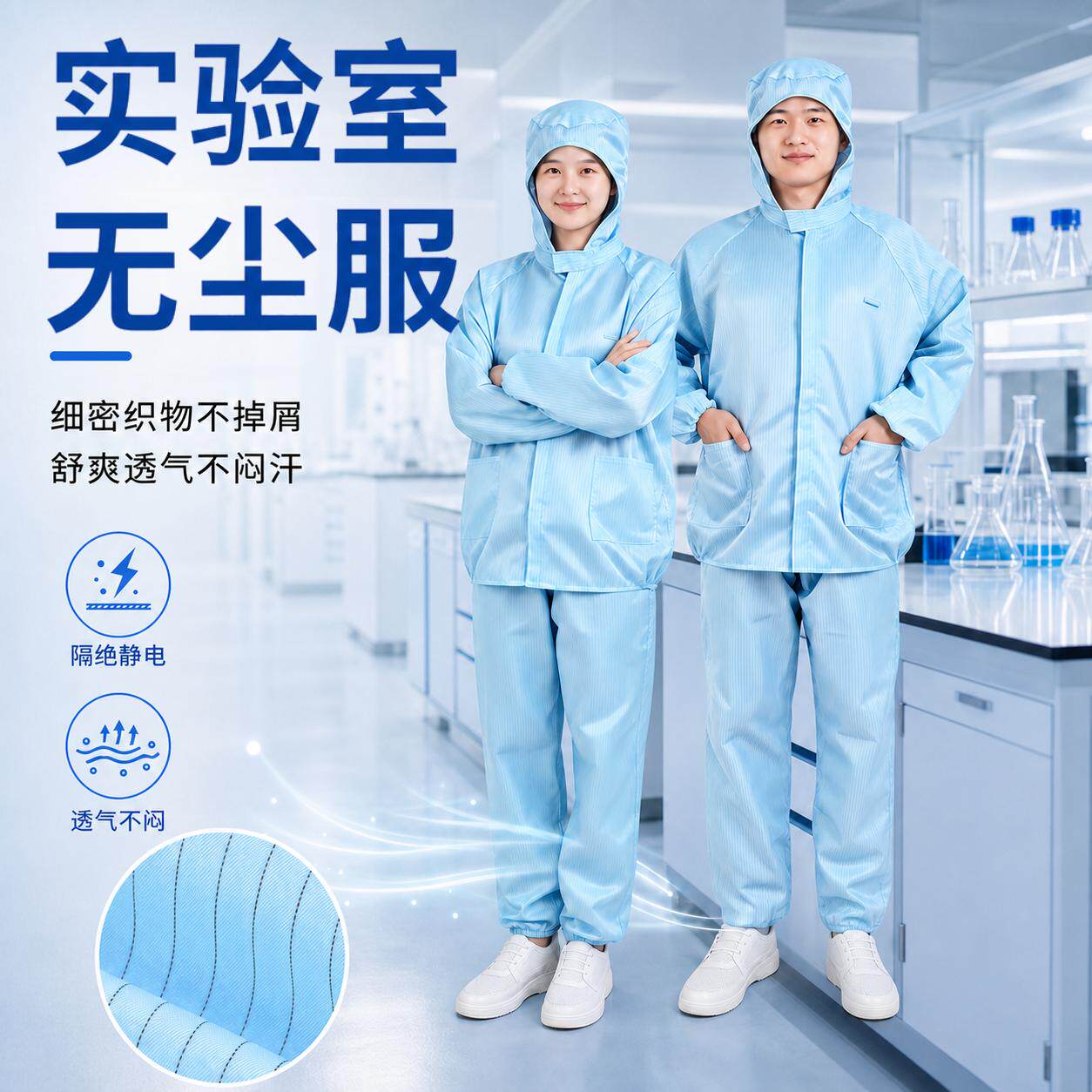 实验室无尘车间防静电无尘分体连帽防尘工作服定制洁净服净化服