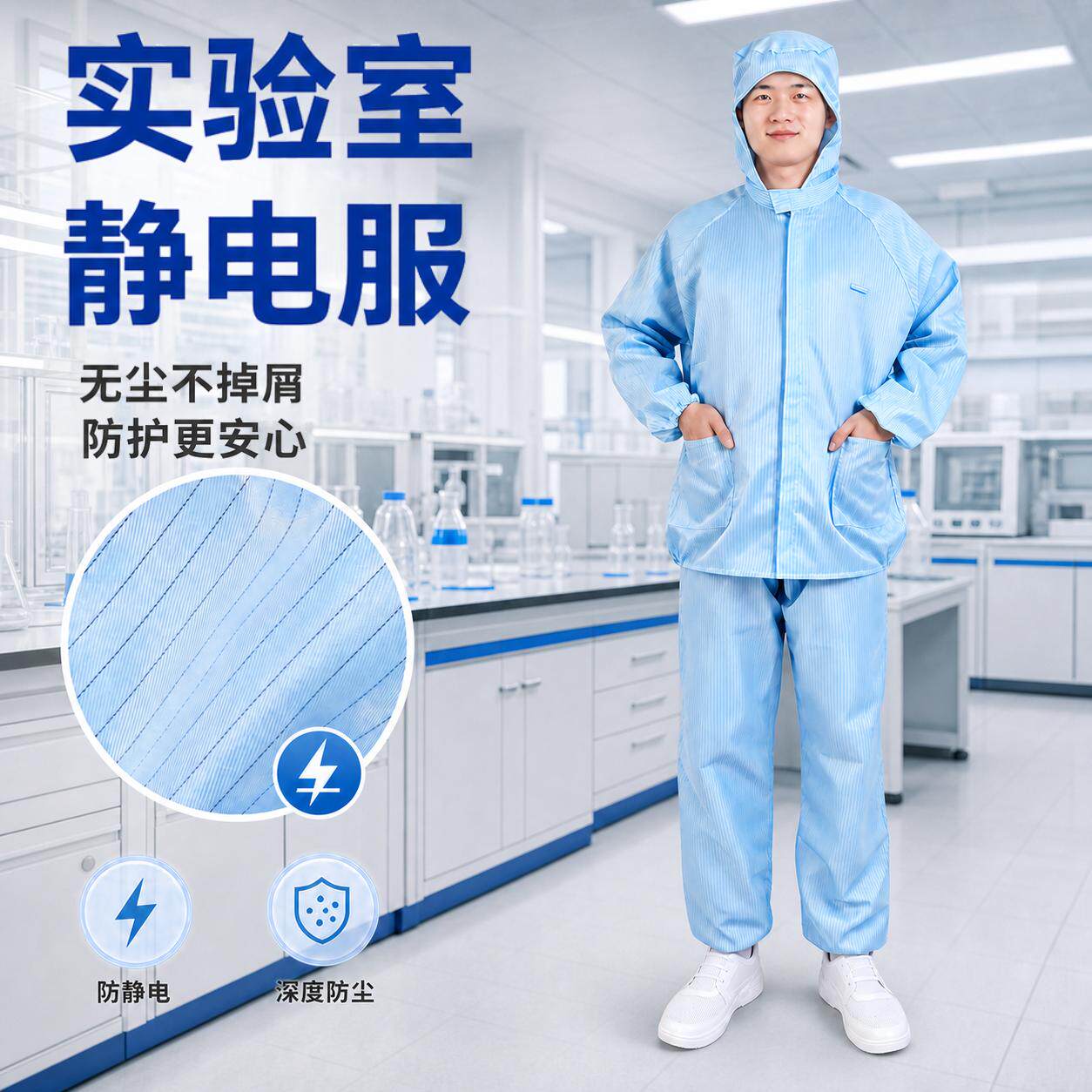 实验室无尘车间防静电无尘分体连帽防尘工作服定制洁净服净化服