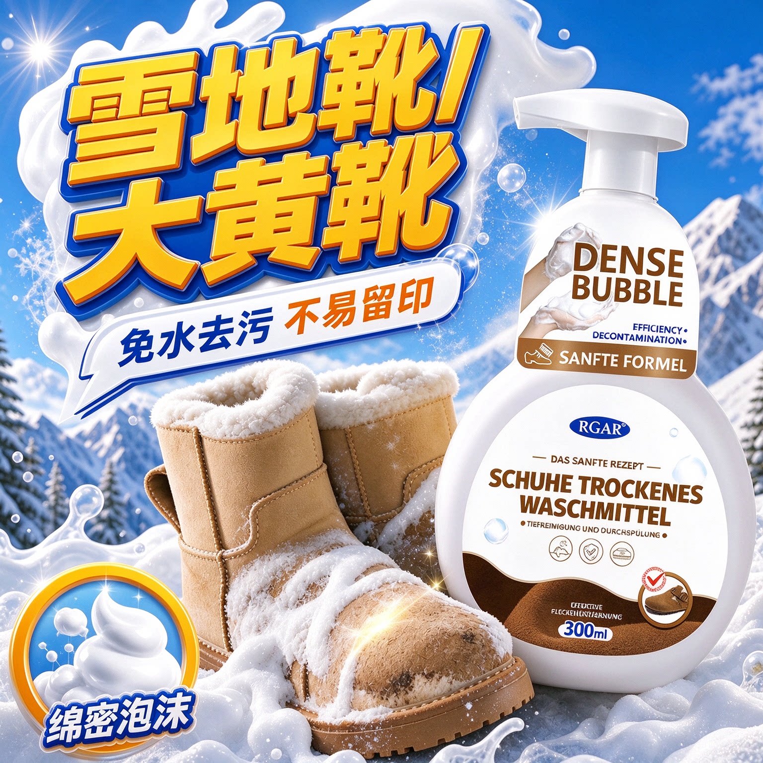 大黄靴清洁护理剂翻毛皮鞋护理皮反绒面翻毛皮雪地靴棉清洗剂神器