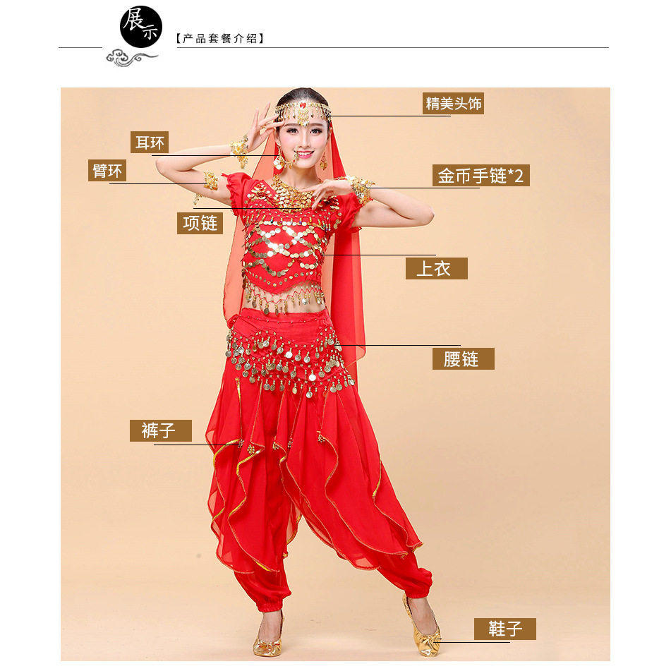 新款印度舞蹈演出服装肚皮舞套装秋冬舞台表演服成人练习舞台服、