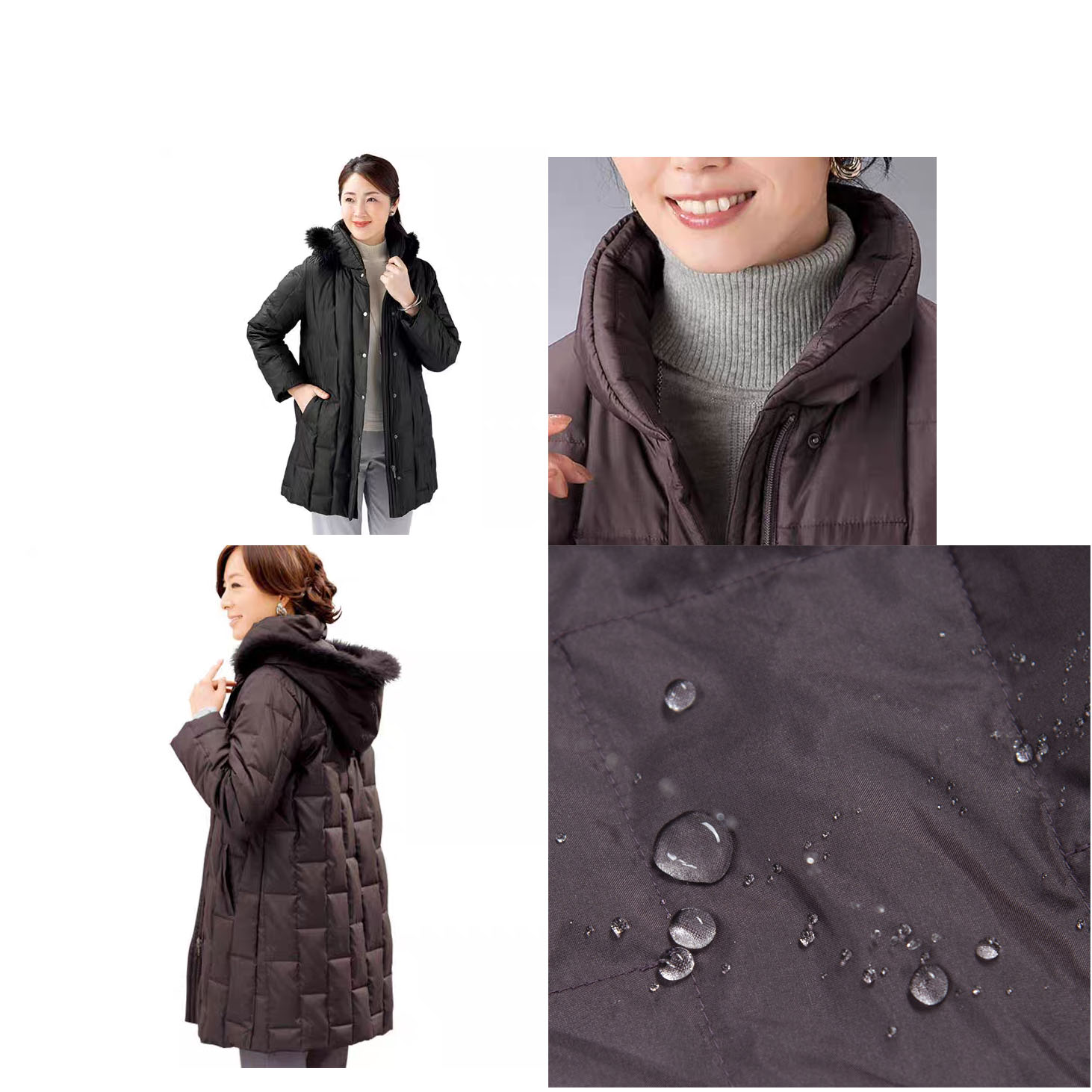 狐狸毛中长羽绒服LSHW真丝保暖女