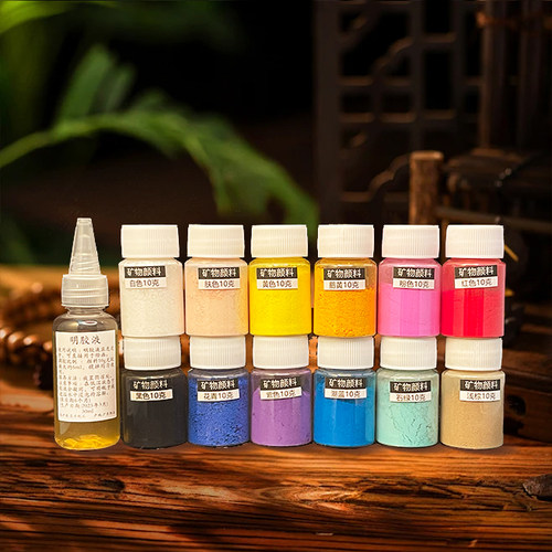 唐卡颜料矿物质国画西藏手绘diy材料水溶性粉末填色绘画矿物粉