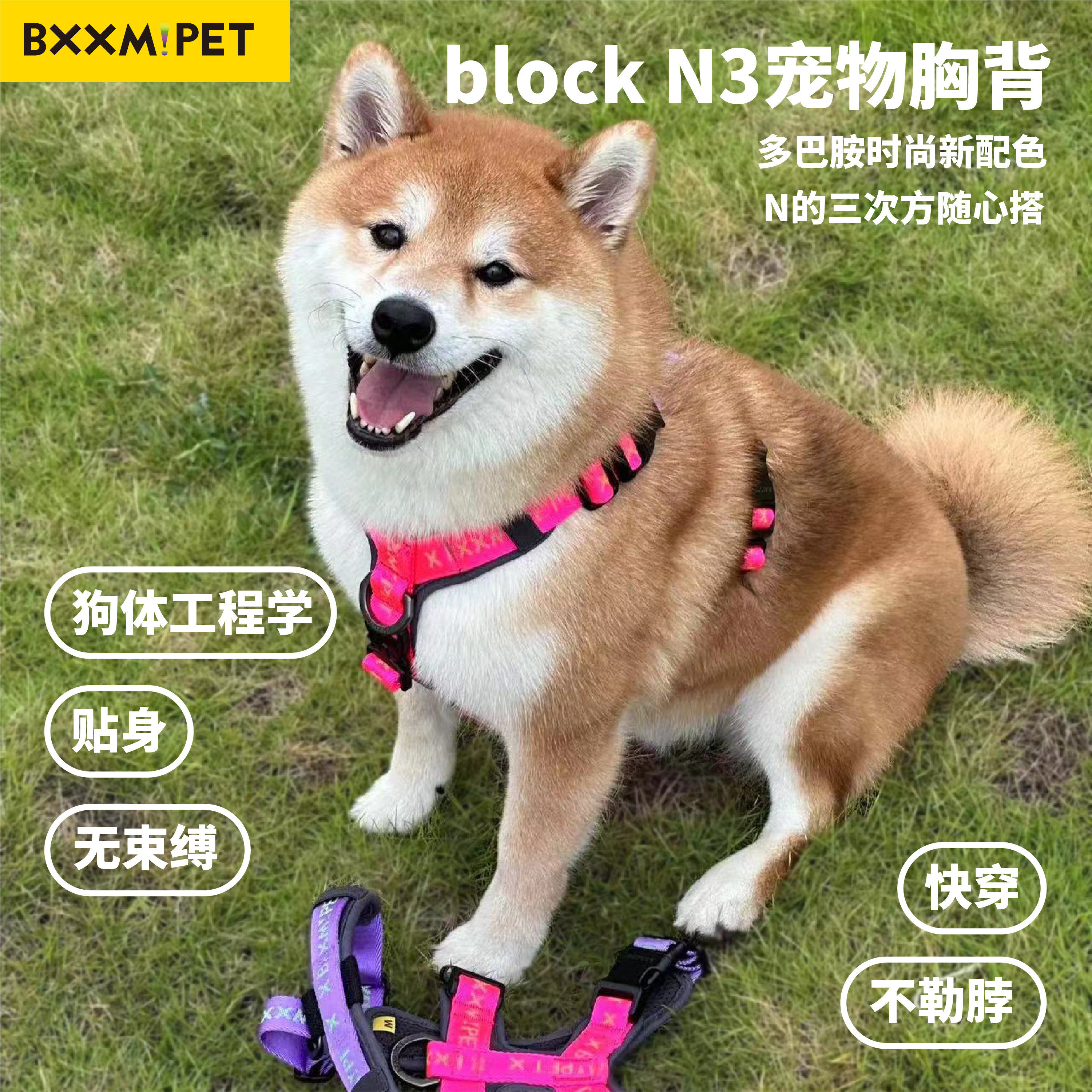 爆宠宠物外出牵引绳背心式小中型大型犬胸背带防爆冲遛狗狗链子