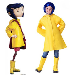 鬼妈妈cos 卡洛琳cosplay黄色雨衣外套万圣节cosplay服装女装套装