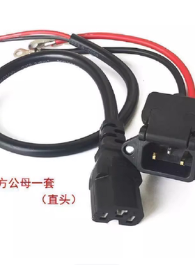 电动车带盖充电口充电器60V72V快充电瓶AC电源线通用公母座品字头