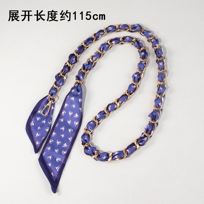 链条斜挎金属丝巾潮装饰包带长款配件包包肩带包链编织伊芙琳改造