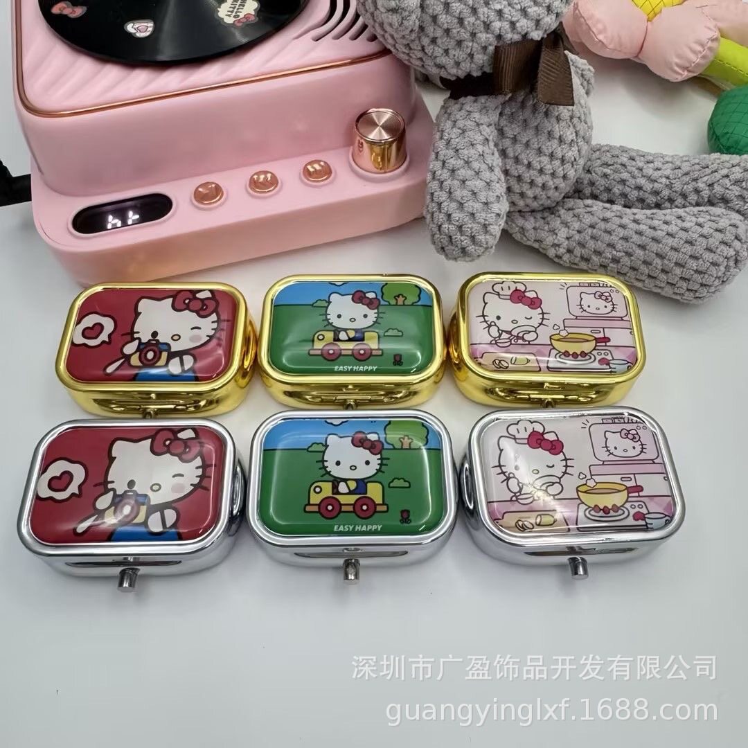 kitty耳钉盒外出旅游便捷收纳首饰盒抗氧化小型女孩子药物分装盒
