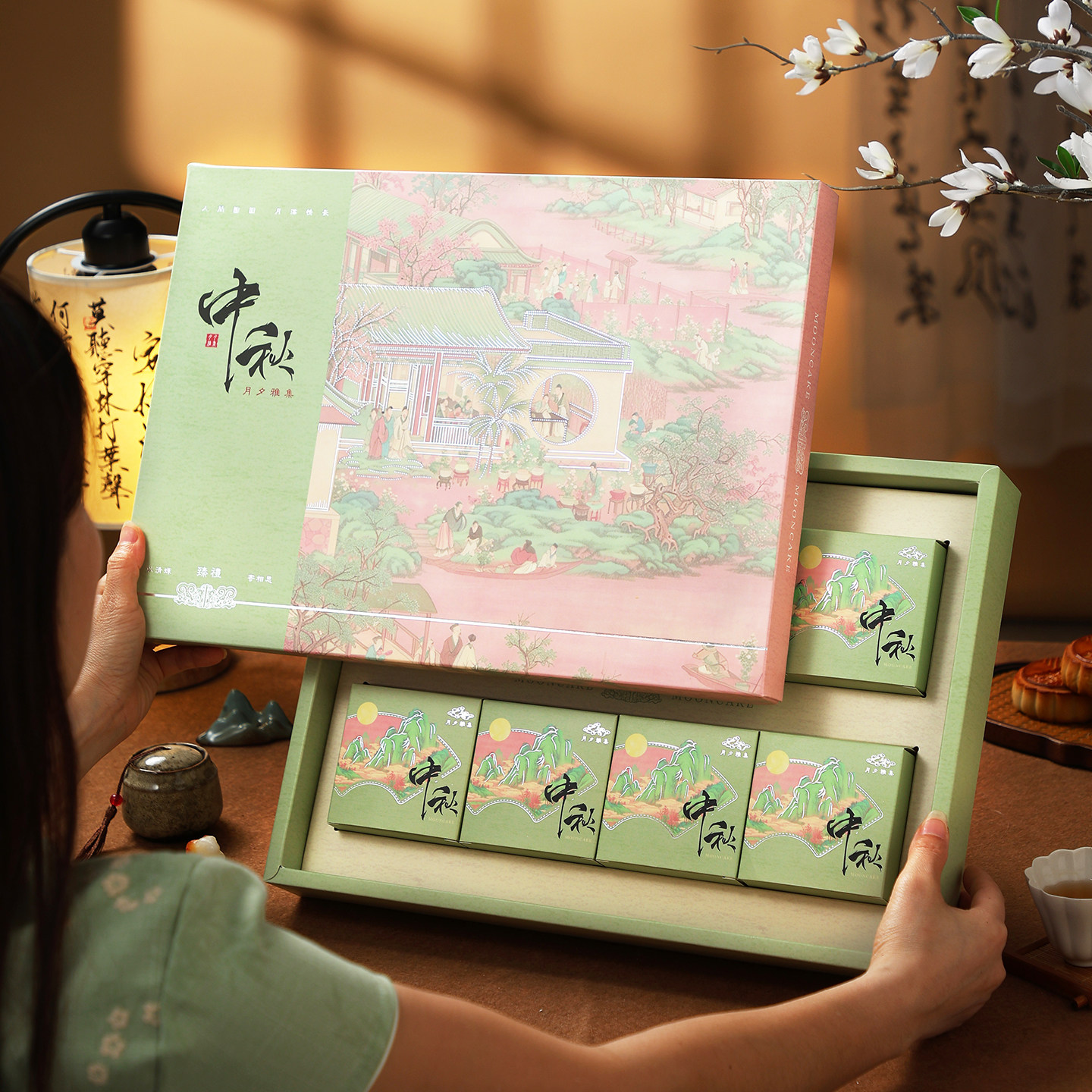 2026新款高档中秋节月饼盒包装盒子定制礼盒空盒6/8粒流心蛋黄酥