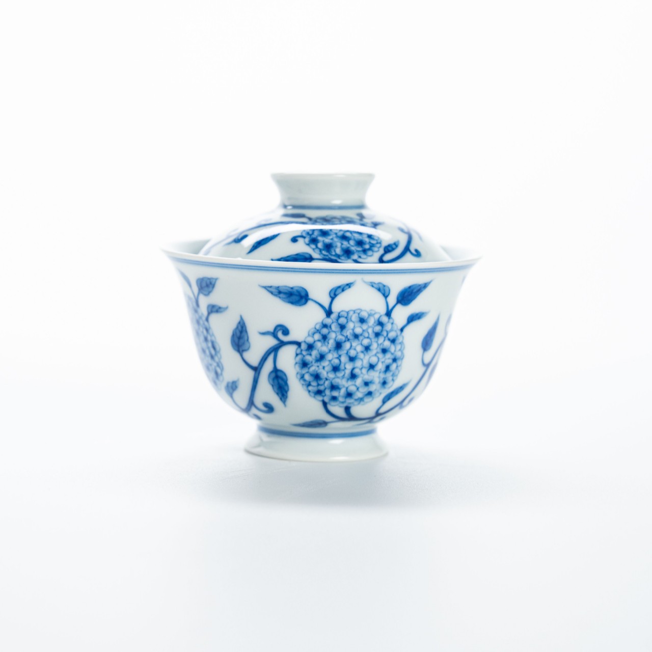 续真｜古法柴窑 景德镇手绘青花绣球花盖碗100cc高端陶瓷茶具