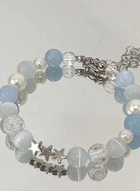星之海星星蓝色串珠手链夏天森系设计感小众高级手串新款