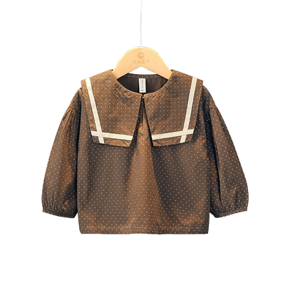 纯棉韩版春秋圆点衬衫娃娃衫