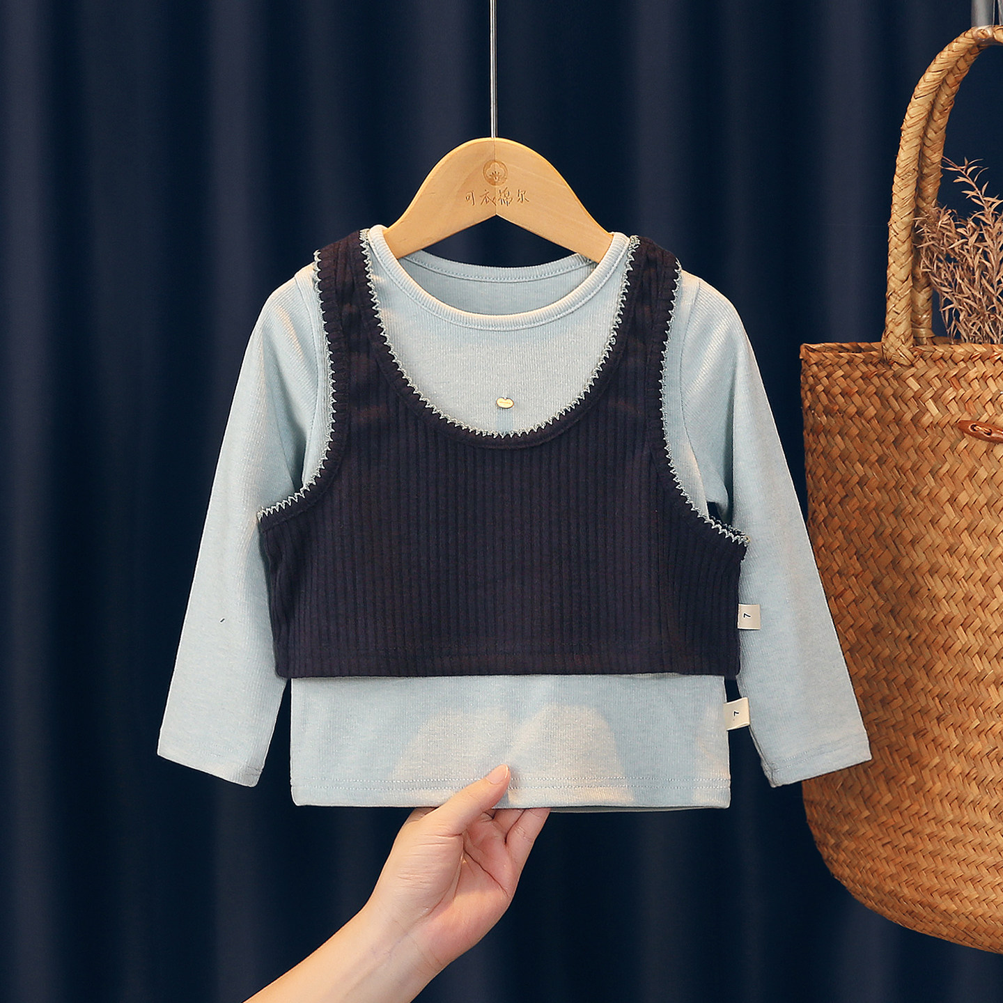 女童长袖t恤春秋季2026新款女孩洋气时髦儿童T宝宝针织马甲两件套,童装/婴儿装/亲子装,套装,淘宝优惠券,粉丝福利购,淘宝优惠卷