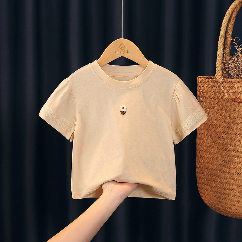 可衣棉尔圆领短袖韩式小花朵T恤