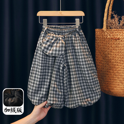 可衣棉尔长裤格子加绒加厚休闲裤