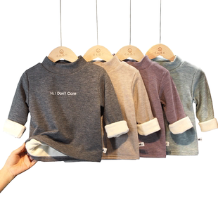 宝宝打底衫加绒纯棉a类中领男童加厚保暖内搭女半高领婴儿打底衣