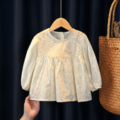 长袖 纯棉上衣小女孩提花娃娃衫 薄款 儿童韩版 宝宝春秋新款 女童衬衫