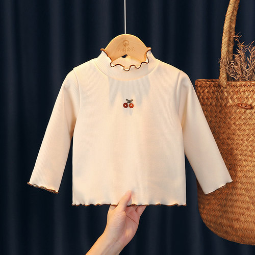 可衣棉尔半高领甜美长袖T恤纯棉