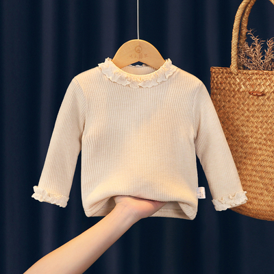 可衣棉尔冬纯色羊毛衫夹棉打底衫