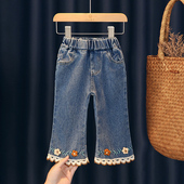 春装 宝宝长裤 2026新款 儿童宽松喇叭裤 小女孩洋气休闲裤 女童牛仔裤