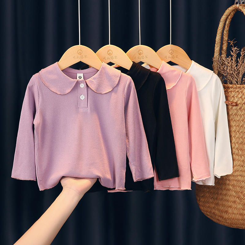 可衣棉尔纯色长袖弹力打底衫甜美