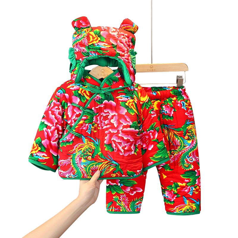纯棉两件套冬季3层夹棉套装