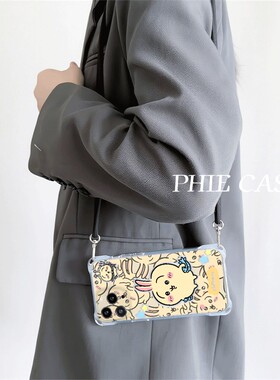 苹果16plus手机壳软iPhone14四角开孔华为NOVA13少女心x200斜挎手腕挂绳12适用防摔15ProMax透明a5可爱乌萨奇