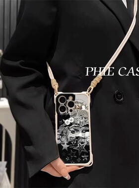 iPhone16透明15高级感OPPOFindx8JOJO铁球杰洛手机壳软苹果14plus四角防摔开孔13ProMax适用12斜跨手腕挂绳a5