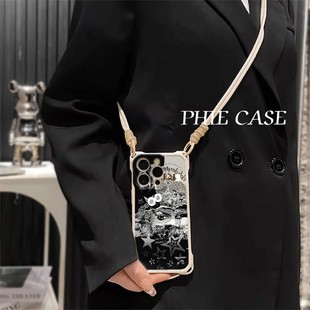 iPhone16透明15高级感OPPOFindx8JOJO铁球杰洛手机壳软苹果14plus四角防摔开孔13ProMax适用12斜跨手腕挂绳a5