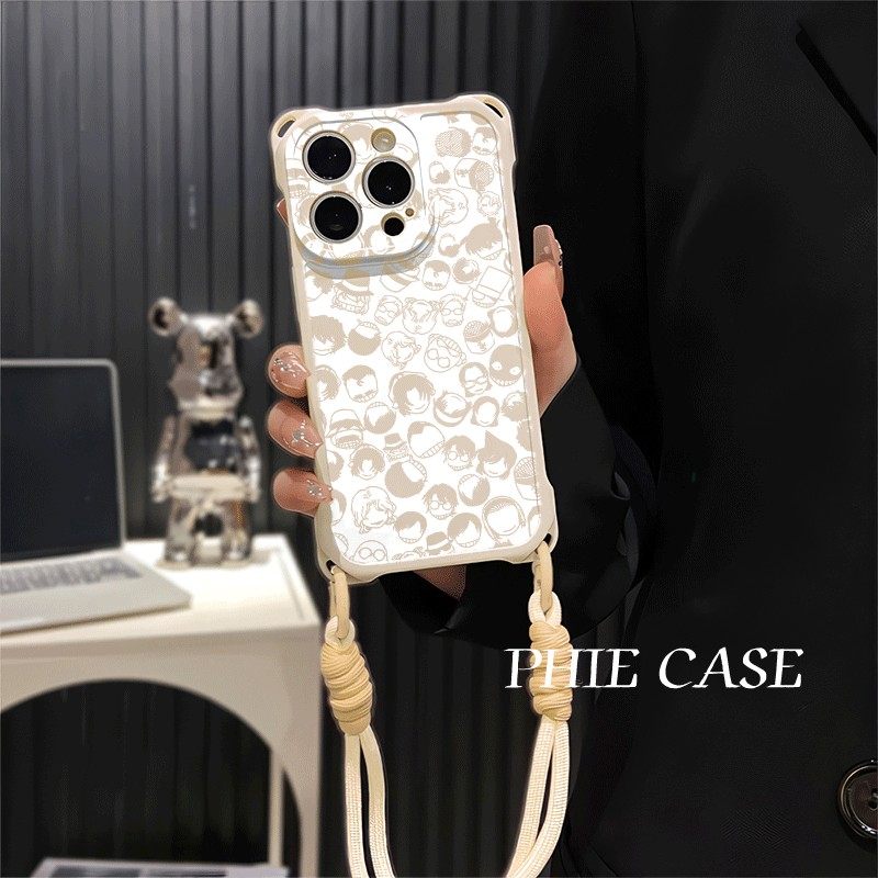 红米TURBO4四角开孔13斜挎手腕挂绳苹果14卡通16plus透明iPhone15手机壳软适用防摔12ProMax满屏柯南总动员a5