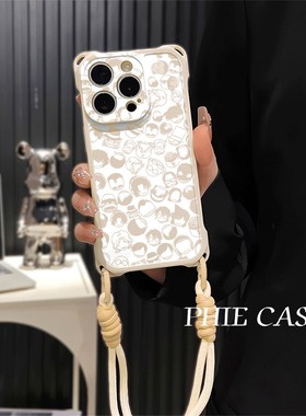 红米TURBO4四角开孔13斜挎手腕挂绳苹果14卡通16plus透明iPhone15手机壳软适用防摔12ProMax满屏柯南总动员a5