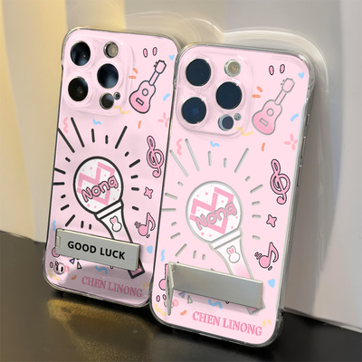 ins风一加15超薄高级感透明iPhone13适用16PLUS小众硬陈立农应援棒周边无边框17ProMax手机壳带支架苹果14pro