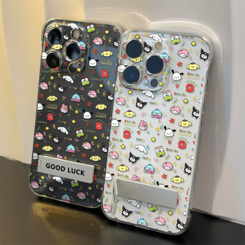 iPhone15高级感苹果13创意透明17ProMax可爱超薄OPPORENO16带支架无边框硬手机壳麦芒40满屏库洛米适用14PLUS
