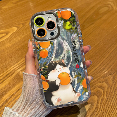 15Plus手机壳软16ProMax大吉大利小猫华为Pura90适用14ins风iPhone17泡芙羽纱苹果13可爱真我GT8PRO新款x200s