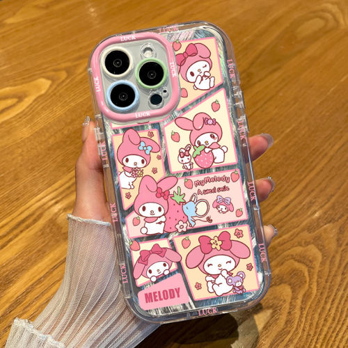 草莓美乐蒂OPPOReno15适用14Plus高颜值iPhone17air可爱VIVOx300泡芙羽纱苹果13手机壳软16ProMax卡通红米k90