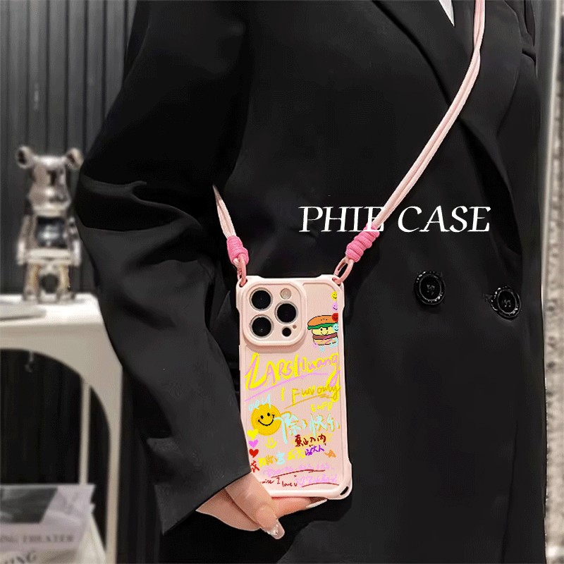 荣耀300黄子弘凡周边笑脸iPhone16透明15手机壳软苹果14plus四角开孔13斜挎适用防摔12ProMax手腕挂绳ins风a5