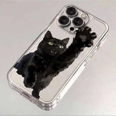 红米k90ProMax伸爪猫咪苹果16透明软华为NOVA15可爱14plus小众一加ACE5适用iPhone17手机壳1312创意VIVOx200s