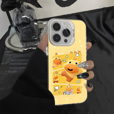荣耀x80i可爱iPhone17彩银苹果14高级感红米NOTE15卡通手机壳硬13ProMax适用16plus创意水豚噜噜VIVOIQOOZ11X