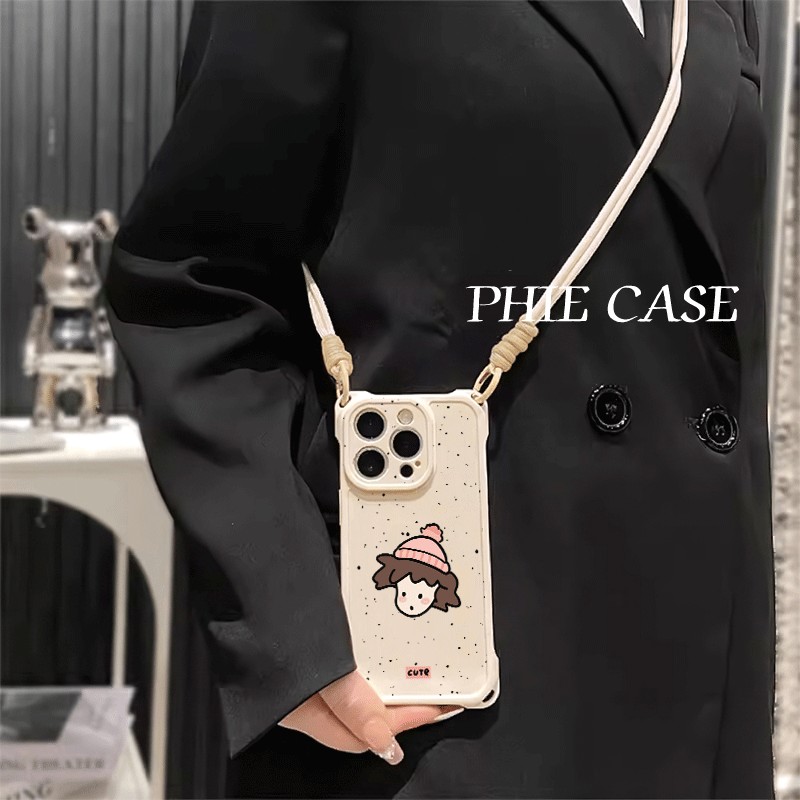 16plus手机壳软14四角开孔苹果13斜挎手腕挂绳12ProMax适用防摔透明iPhone15波点帽子美伢华为Mate70可爱s17t