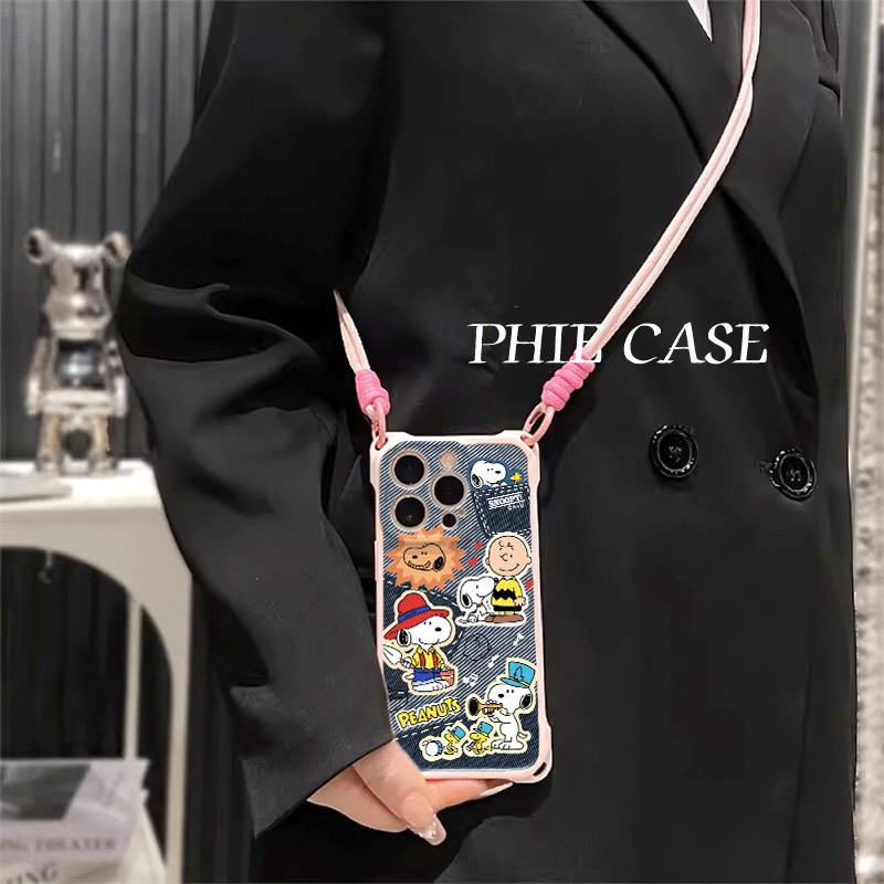 个性史努比13透明苹果16斜挎手腕挂绳17ProMax适用华为NOVA14防摔MAGIC8卡通15plus手机壳软iPhone12四角开孔