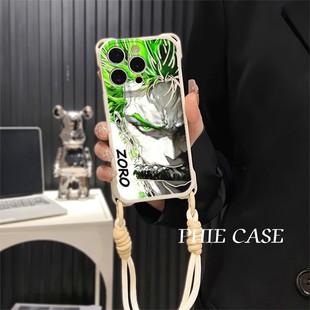 OPPOFindx8四角开孔苹果13潮酷刀鞘索隆斜挎手腕挂绳12ProMax适用iPhone16e防摔透明15plus手机壳软14潮酷a58