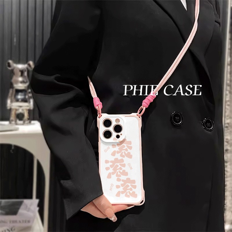 苹果16plus透明适用防摔12ProMax创意滚文字iPhone15手机壳软14四角开孔iqoo13斜挎手腕挂绳红米TURBO4趣味11