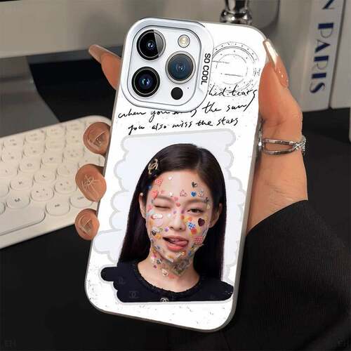 苹果13ins风华为PURA90创意iPhone15p彩银小米17ProMax星星纸贴脸金珍妮硬OPPORENO16适用14PLUS高级感手机壳