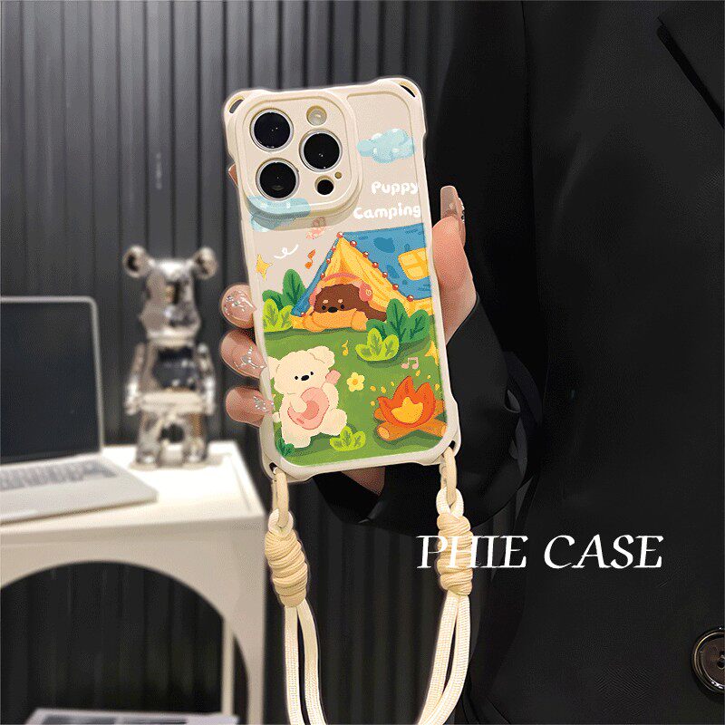 荣耀MAGIC7防摔15手机壳软春天小熊iPhone14四角开孔13透明16plus斜挎手腕挂绳苹果12ProMax适用红米k80ins风