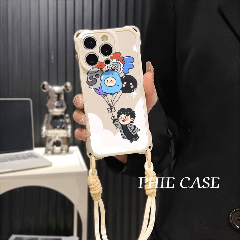 13ProMax适用气球陈奕迅红米TURBO4卡通iPhone17四角开孔透明苹果16斜挎手腕挂绳14防摔15plus手机壳软iQOO12