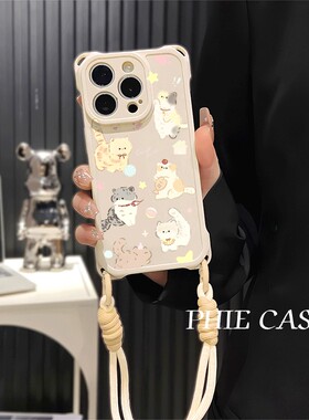 华为NOVA14防摔15plus手机壳软12ProMax适用VIVOx200新款小鱼猫咪iPhone17四角开孔13透明苹果16斜挎手腕挂绳