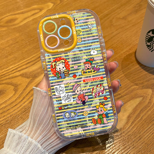 iPhone13pins风泡芙羽纱手机壳VIVOIQOO15软苹果14Plus可爱小米17ProMax适用华为NOVA16高颜值日系动画原田治