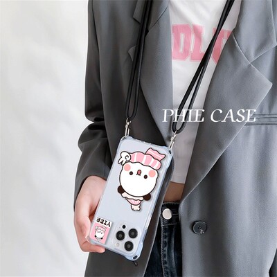 iPhone16透明15手机壳软苹果14plus四角开孔13冬日比耶一二OPPOFindx8斜挎适用防摔12ProMax手腕挂绳x200可爱