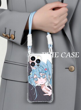 VIVOIQOOZ10TURBO透明15plus手机壳软14四角开孔苹果13斜挎手腕挂绳12ProMax适用iPhone16防摔11初音未来miku